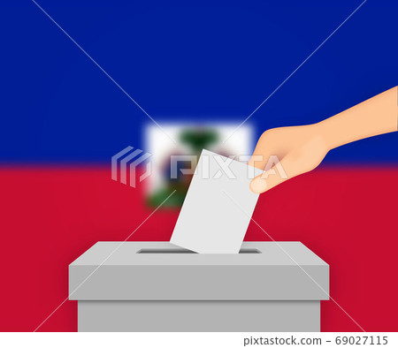 Haiti election banner background. Ballot Box with Haiti election banner background. Ballot Box with 69027115