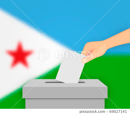 Djibouti election banner background. Ballot Box 69027141