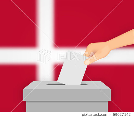 Denmark election banner background. Ballot Box 69027142