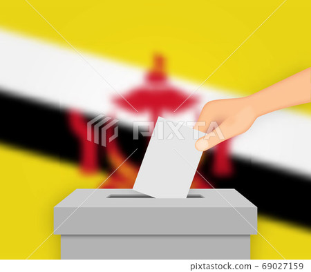 Brunei election banner background. Ballot Box with 69027159