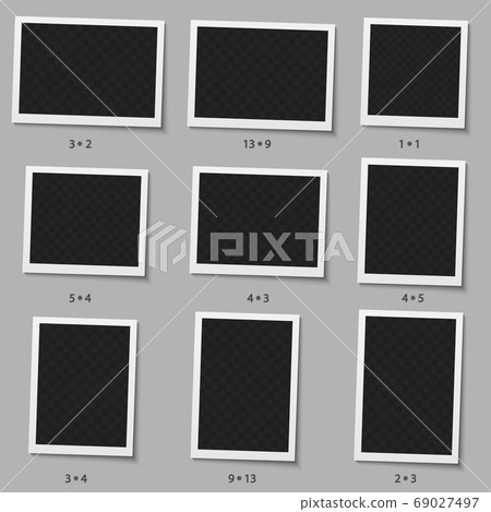 Set of realistic blank instant photo frame 69027497