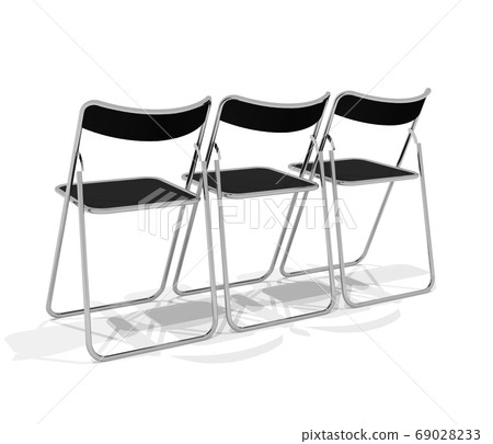 3d rendering of three pipe chairs seen from diagonally behind 3d rendering of three pipe chairs seen from diagonally behind 69028233
