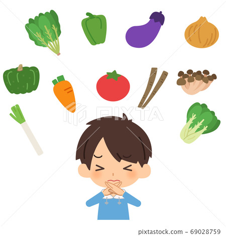 A boy who dislikes vegetables A boy who dislikes vegetables 69028759