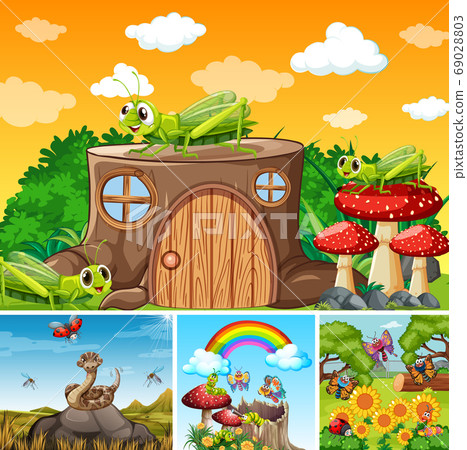 Set of different insects living in the garden 69028803