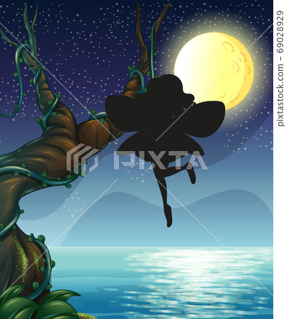Fairy silhouette in nature background Fairy silhouette in nature background 69028929