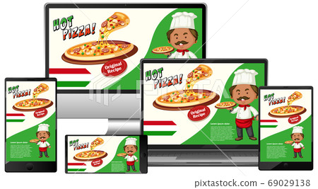 Pizza promotion banner on electronic devices Pizza promotion banner on electronic devices 69029138