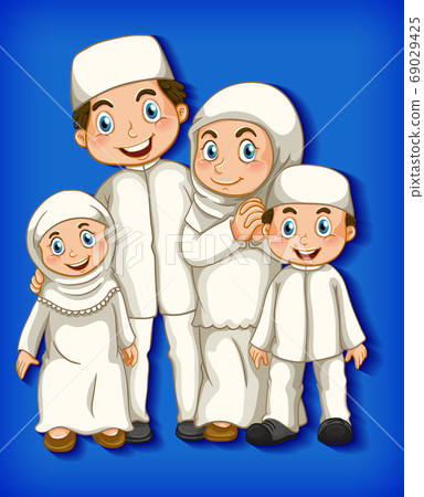 Muslim family member on cartoon character colour 69029425