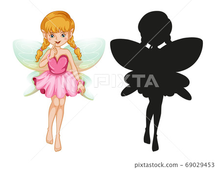 Set of fairy characters and its silhouette on 69029453