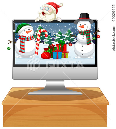 Computer with winter xmas theme desktop background Computer with winter xmas theme desktop background 69029465