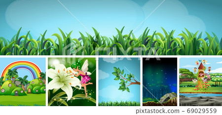 Six different scene of nature fantasy world with Six different scene of nature fantasy world with 69029559