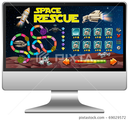 Space game on computer screen - Stock Illustration [69029572] - PIXTA