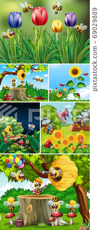 Set of different insects living in the garden 69029889