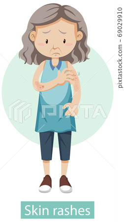 Cartoon character with skin rashes symptoms Cartoon character with skin rashes symptoms 69029910
