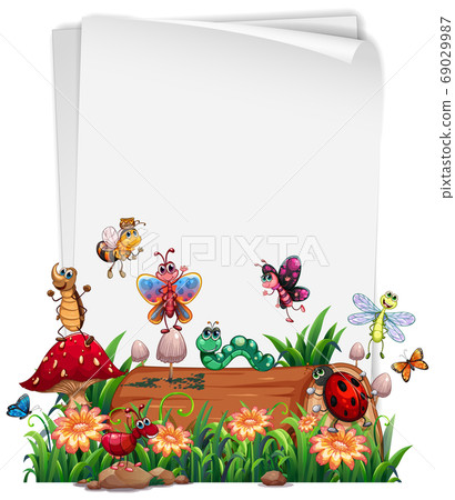 Blank paper with animal garden set isolated Blank paper with animal garden set isolated 69029987