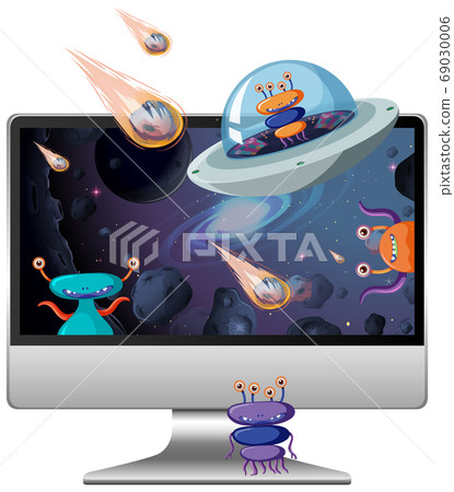 Space scene on computer desktop background 69030006