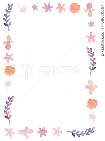 Autumn wildflowers watercolor frame 69030067