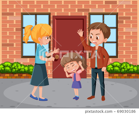 Scene with parents bullying their family at home Scene with parents bullying their family at home 69030186