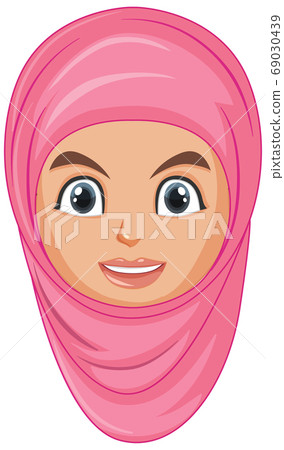 Happy Muslim girl head Happy Muslim girl head 69030439