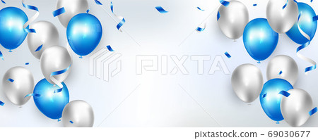 Celebration party banner with Blue color balloons Sale Grand Opening Card luxury greeting rich. 69030677