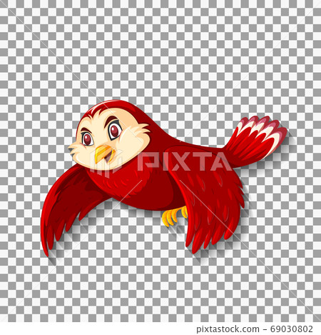 Cute red bird cartoon character 69030802