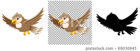 Cute sparrow bird cartoon character Cute sparrow bird cartoon character 69030845