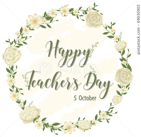 Happy Teacher's Day logo with floral theme 69030905