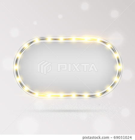 Glowing lights retro frame for advertising design. 69031024
