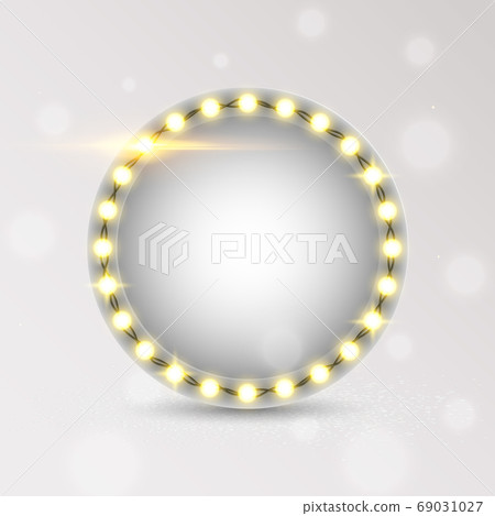 Glowing lights retro frame for advertising design. 69031027