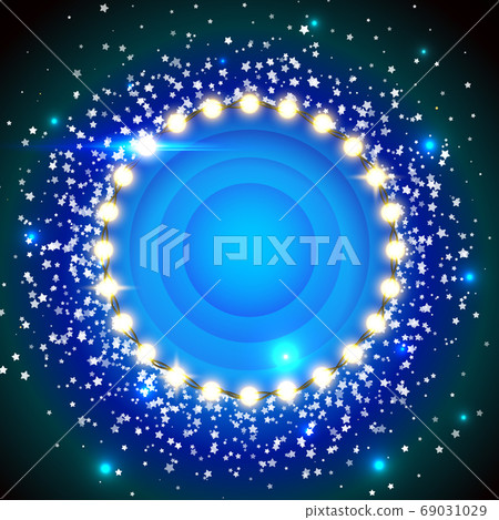 Glowing lights retro frame for advertising design. 69031029