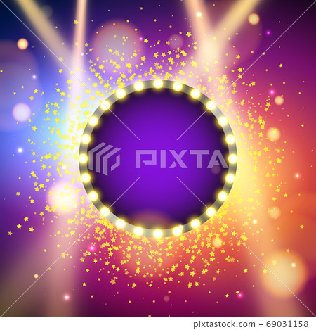 Glowing lights retro frame for advertising design. 69031158