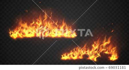 fire flames Burning red hot sparks realistic abstract background 69031181