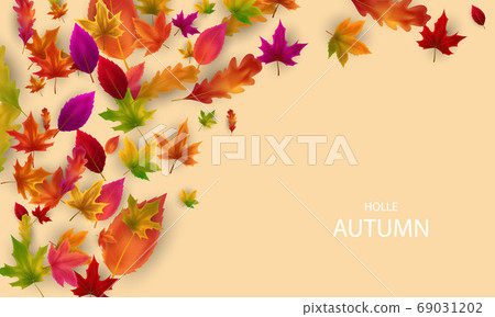Autumn falling leaves background Vector template. Autumn falling leaves background Vector template. 69031202