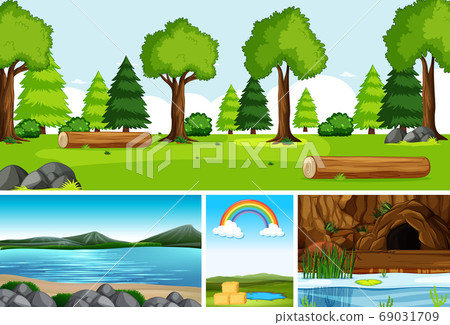 Four different scenes in nature setting cartoon 69031709