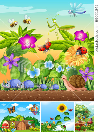 Set of different insects living in the garden Set of different insects living in the garden 69031842