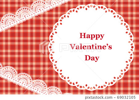 [Valentine material] Tartan check and lace message card There are letters 69032105