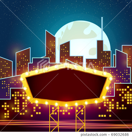 Night town with a billboard, baner Night town with a billboard, baner 69032686