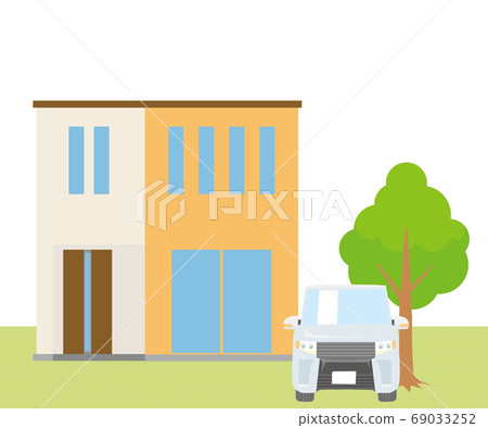 獨立式住宅,獨棟房屋插圖(兩層樓)和汽車,植物,草坪background_my home,木製house_vector數據 獨立式住宅,獨棟房屋插圖(兩層樓)和汽車,植物,草坪background_my home,木製house_vector數據 69033252