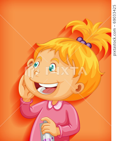 Cute little girl smile cartoon character isolated Cute little girl smile cartoon character isolated 69033425