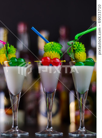 exotic drink based on Malibu rum and other exotic drink based on Malibu rum and other 69033710