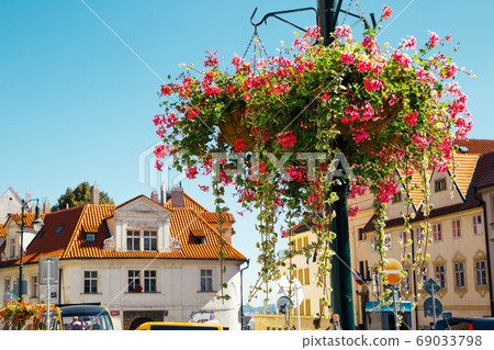 Colorful European city street in Prague, Czech Republic 69033798