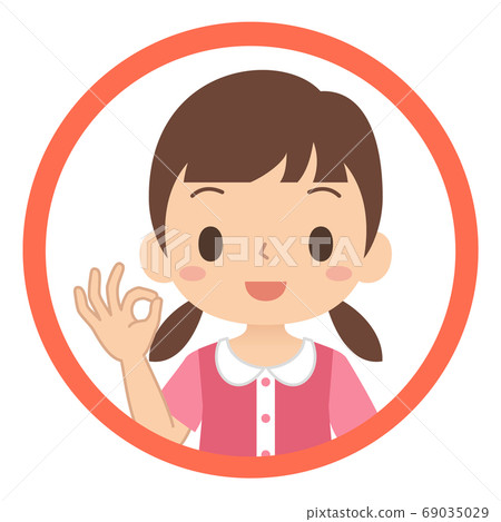 Icon of a girl smiling with an OK sign Child illustration 69035029