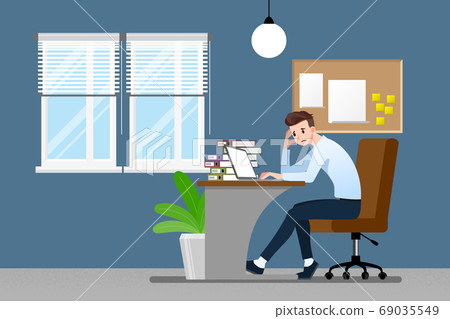 Businessman with a gestures facepalm emotion. Office people had a headache, disappointment or shame from work. Vector illustration concept design. Businessman with a gestures facepalm emotion. Office people had a headache, disappointment or shame from work. Vector illustration concept design. 69035549
