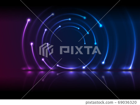 Blue ultraviolet neon laser swirl technology background Blue ultraviolet neon laser swirl technology background 69036320