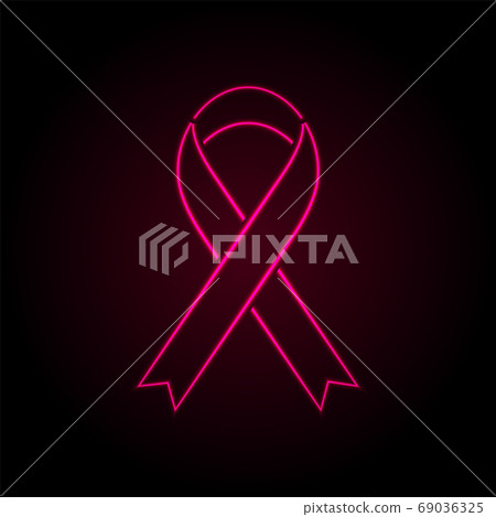 Breast cancer awareness month. Neon laser pink ribbon tape Breast cancer awareness month. Neon laser pink ribbon tape 69036325