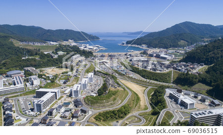《Miyagi Prefecture》 Aerial view of Onagawa cityscape 《Miyagi Prefecture》 Aerial view of Onagawa cityscape 69036515