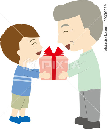 Grandpa and grandson present 69036989