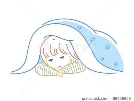 Depressed woman in the futon 69036996
