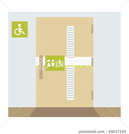 Illustration of multipurpose toilet (everyone toilet) door (no line) 69037109