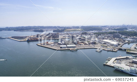 《Miyagi Prefecture》 Aerial view of Shiogama cityscape 《Miyagi Prefecture》 Aerial view of Shiogama cityscape 69037245