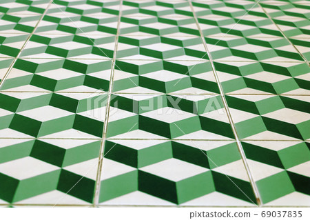 Perspective view of the floor of retro tiles. Perspective view of the floor of retro tiles. 69037835